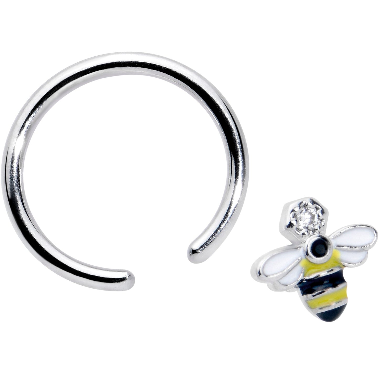 16G 3/8 Clear CZ Gem Bee Sweet BCR Captive Ring