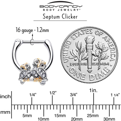 16G 5/16 Clear Gem Evening Owls Cartilage Clicker