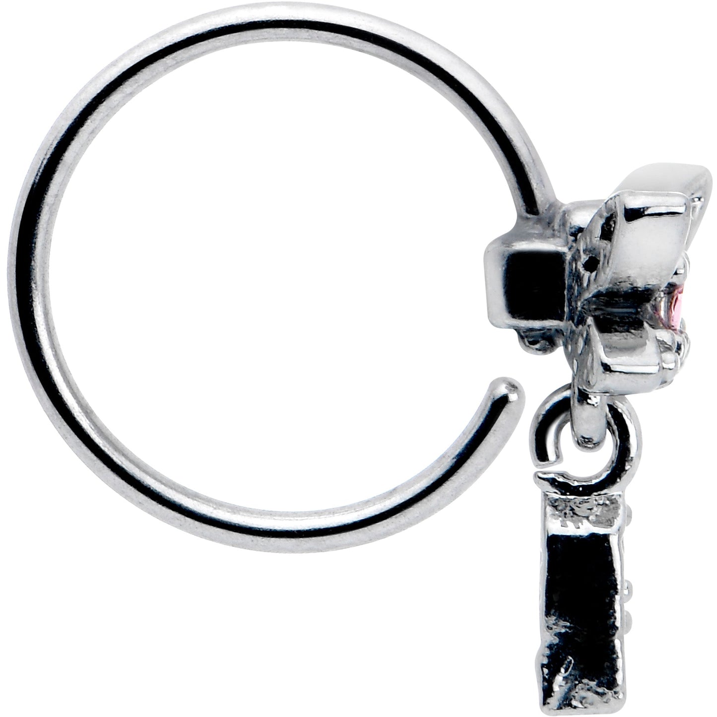 20G 5/16 Pink Gem Swank Dragonfly Dangle Nose Hoop