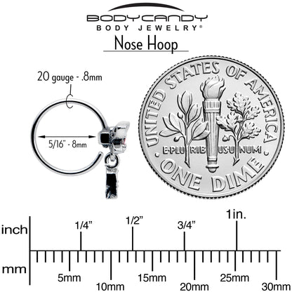 20G 5/16 Pink Gem Swank Dragonfly Dangle Nose Hoop