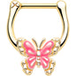 16G 5/16 Gold Tone Butterfly Pink Splash Cartilage Clicker