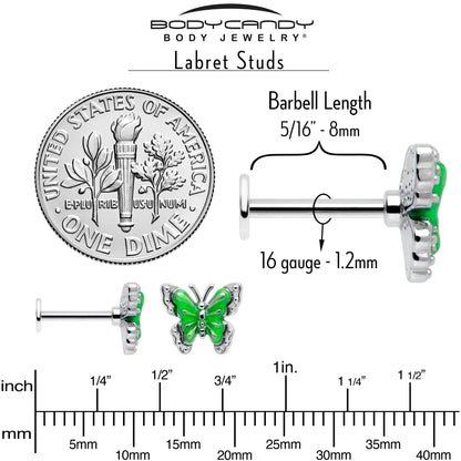 16G 5/16 Butterfly Green Splash Labret Monroe Tragus