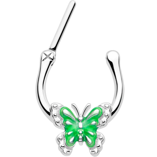 16G 5/16 Butterfly Green Splash Cartilage Clicker