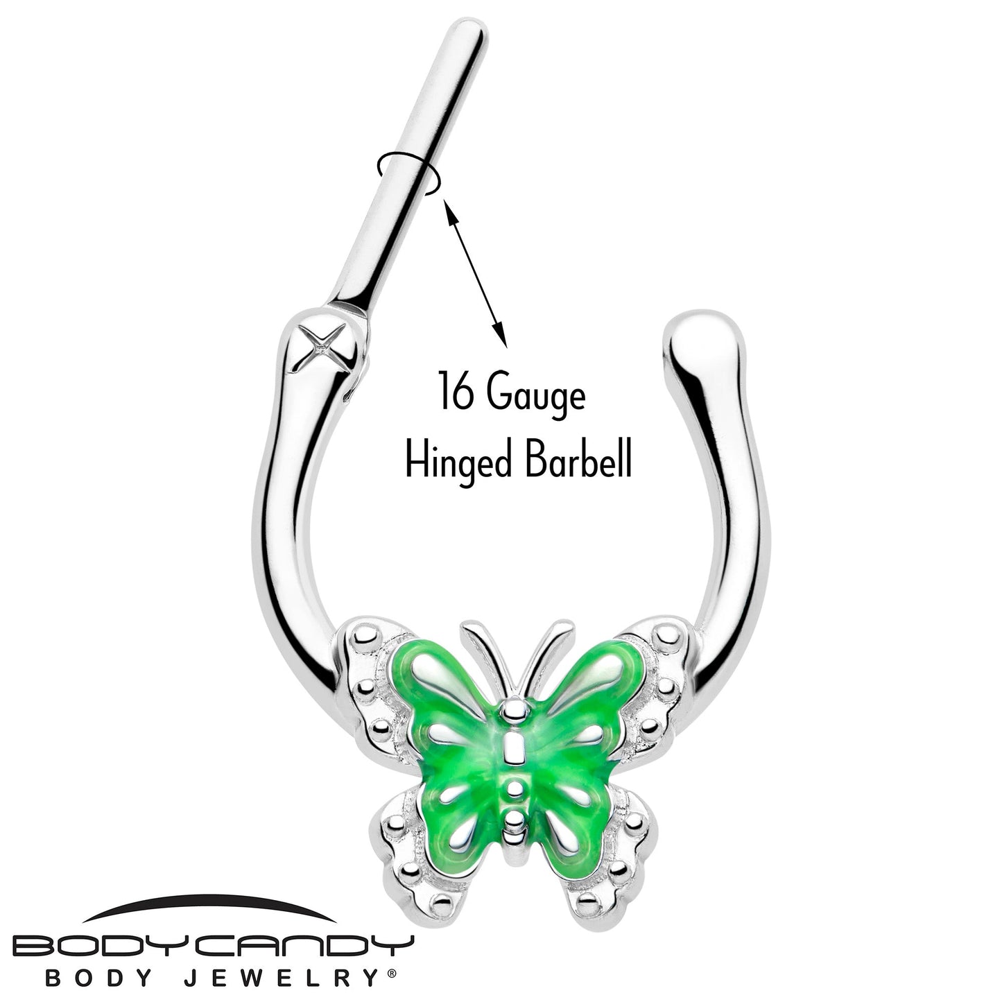 16G 5/16 Butterfly Green Splash Cartilage Clicker