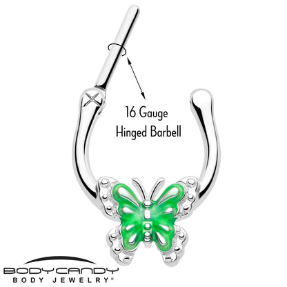 16G 5/16 Butterfly Green Splash Cartilage Clicker
