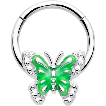 16G 3/8 Butterfly Green Splash Hinged Segment Ring