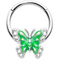 16G 3/8 Butterfly Green Splash Hinged Segment Ring