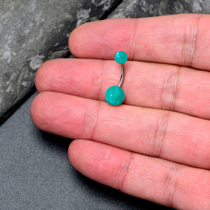 Opaque Teal Green Ends Belly Ring
