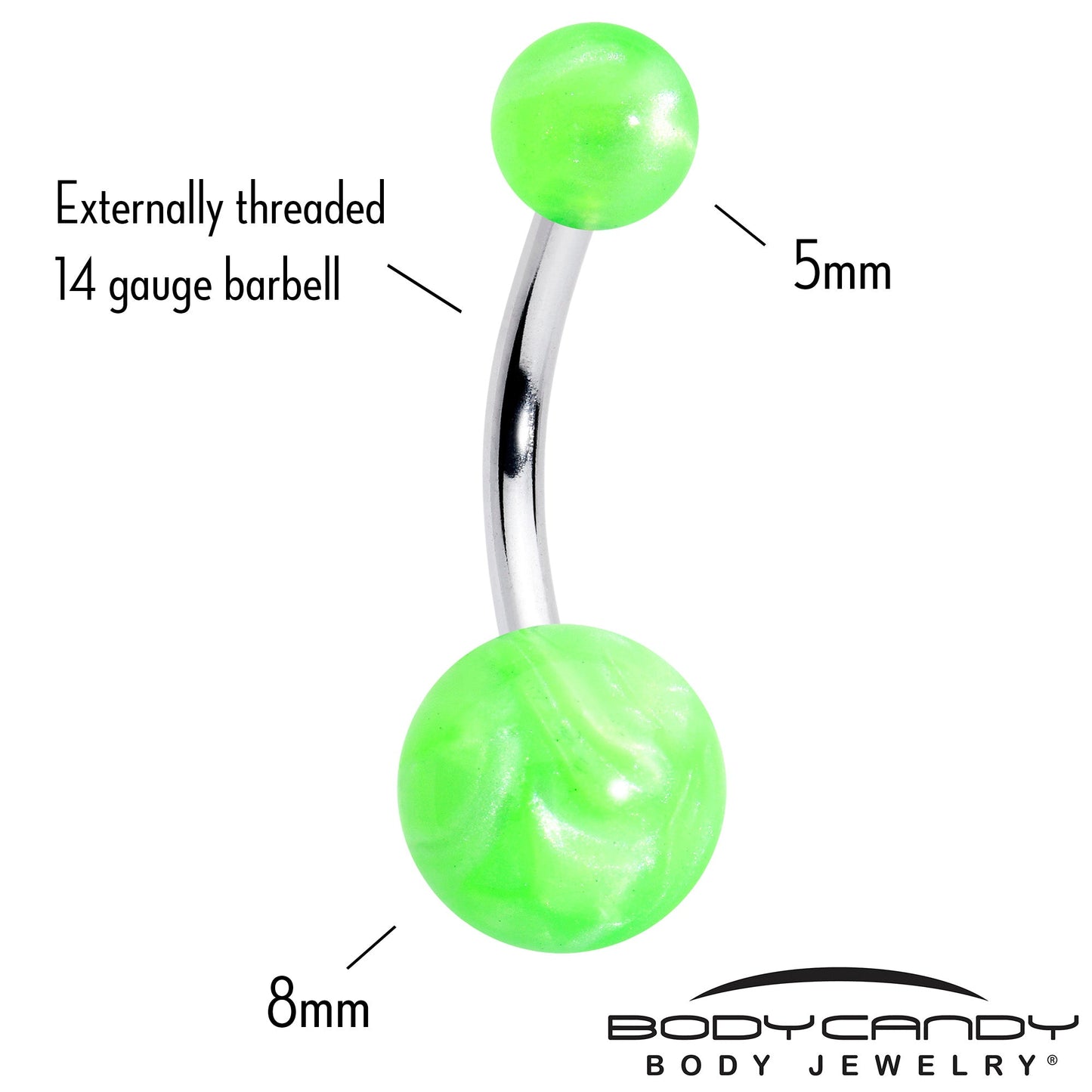 Opaque Bright Green Ends Belly Ring