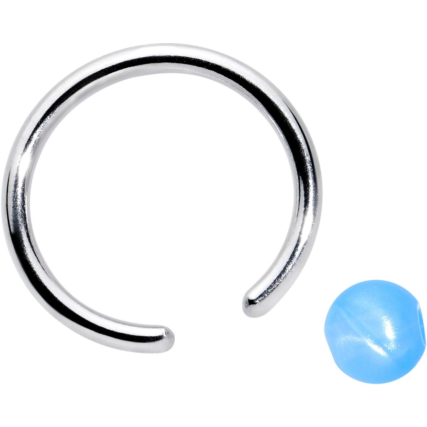 16G 3/8 Simple Opaque Blue Ball BCR Captive Bead Ring