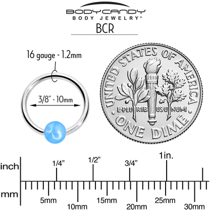 16G 3/8 Simple Opaque Blue Ball BCR Captive Bead Ring