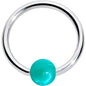 16G 3/8 Simple Opaque Teal Green Ball BCR Captive Bead Ring