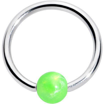 16G 3/8 Simple Opaque Bright Green Ball BCR Captive Bead Ring