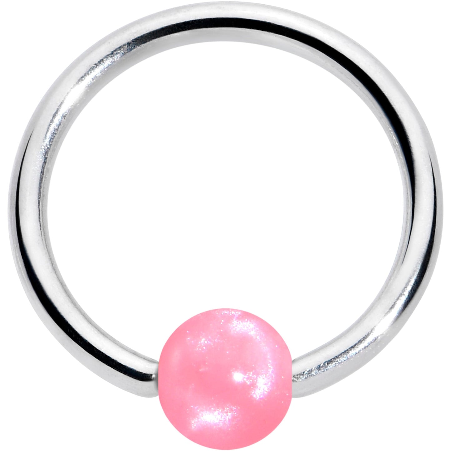 16G 3/8 Simple Opaque Pink Ball BCR Captive Bead Ring