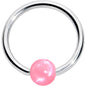 16G 3/8 Simple Opaque Pink Ball BCR Captive Bead Ring