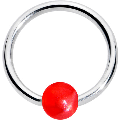 16G 3/8 Simple Opaque Bright Red Ball BCR Captive Bead Ring