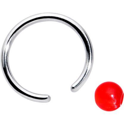 16G 3/8 Simple Opaque Bright Red Ball BCR Captive Bead Ring
