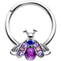 16G 3/8 Pink Blue Gem Beautiful Insect Hinged Segment Ring
