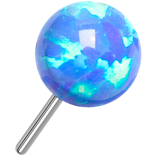 Blue Synthetic Opal ASTM F-136 4mm Flat Back Earring Push In Top