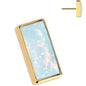 White Synthetic Opal Golden ASTM F-136 Bar Flat Back Earring Push In Top
