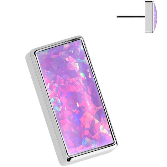 Purple Synthetic Opal ASTM F-136 Bar Flat Back Earring Push In Top