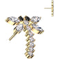 Clear CZ Gem Golden ASTM F-136 Dragon Flat Back Earring Push In Top
