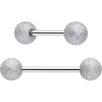 Red CZ Gem Flower Sandblasted Barbell Tongue Ring Set of 4