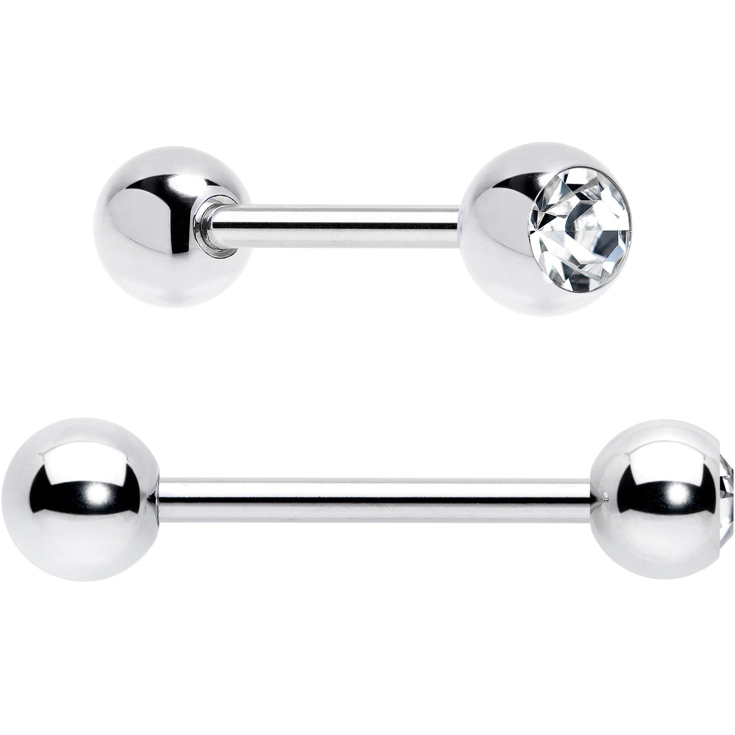 Green CZ Gem Crescent Moon Marbleized Barbell Tongue Ring Set of 4