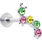 16G 5/16 Green Pink Gem Caterpillar Labret Monroe Tragus