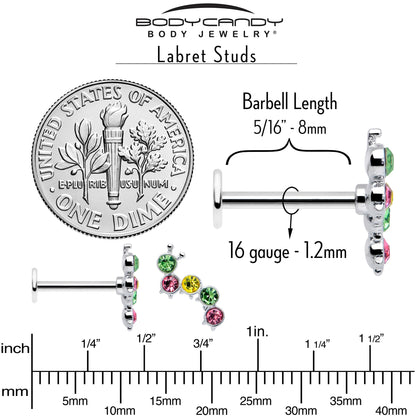 16G 5/16 Green Pink Gem Caterpillar Labret Monroe Tragus
