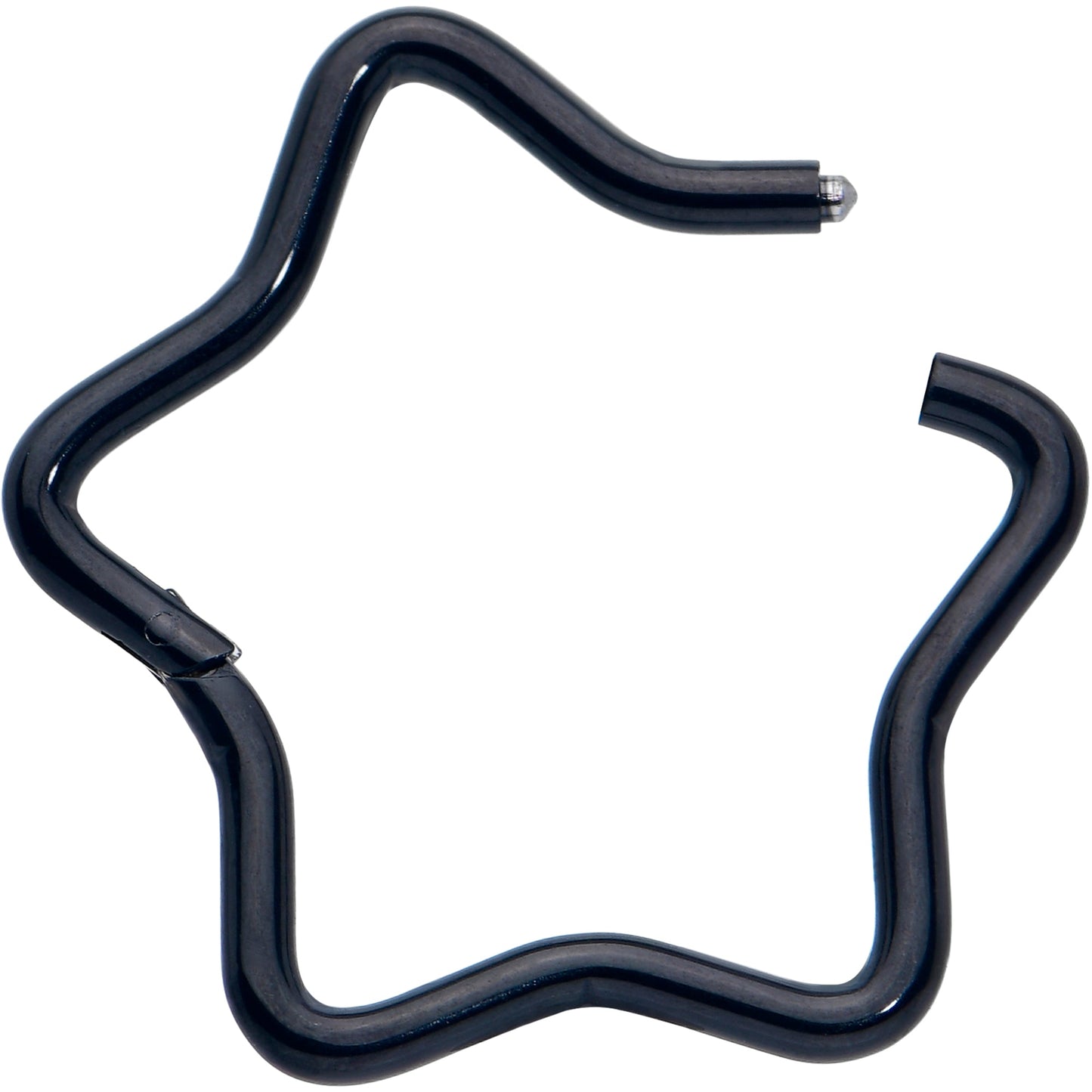 16G 3/8 Black Five Pointed Star Shaped Hinged Segment Ring