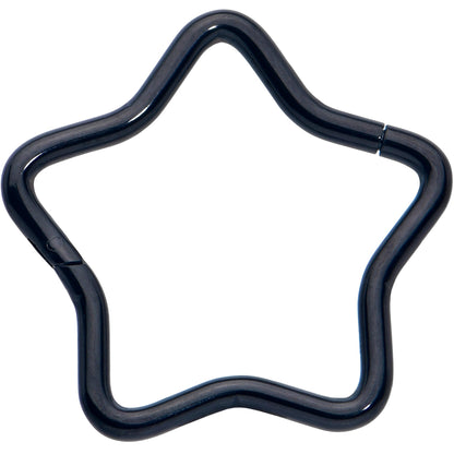 16G 3/8 Black Five Pointed Star Shaped Hinged Segment Ring