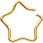16G 3/8 Gold Tone Five Pointed Star Shaped Hinged Segment Ring