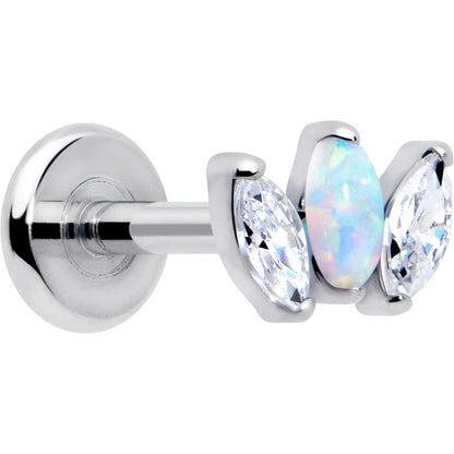 Titanium Internally Threaded Flat Back Stud - 18G Fancy CZ Opal