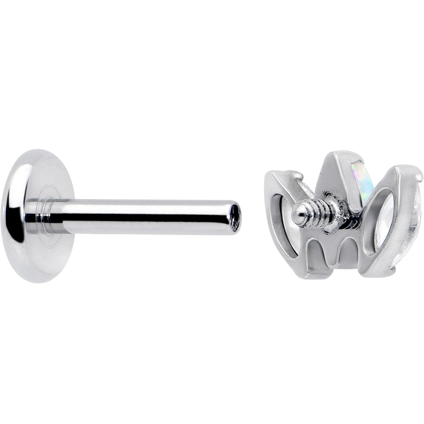 Titanium Internally Threaded Flat Back Stud - 18G Fancy CZ Opal