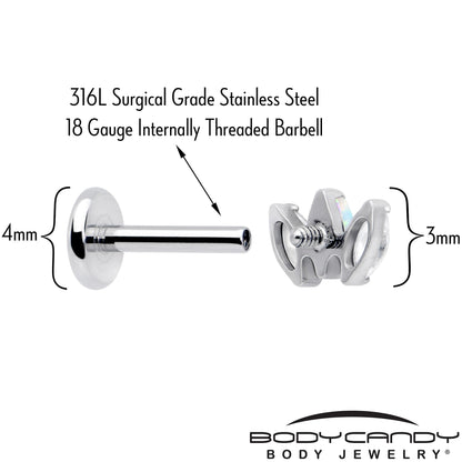 Titanium Internally Threaded Flat Back Stud - 18G Fancy CZ Opal