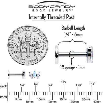 Titanium Internally Threaded Flat Back Stud - 18G Fancy CZ Opal