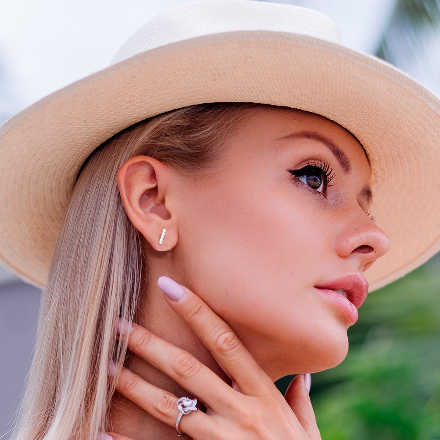 316L Surgical Steel Straight Barbell Flat Back Stud Earrings - 1 Pair