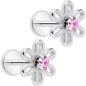 Pink CZ Gem Loopy Daisy Flat Back Stud Earrings - 1 Pair