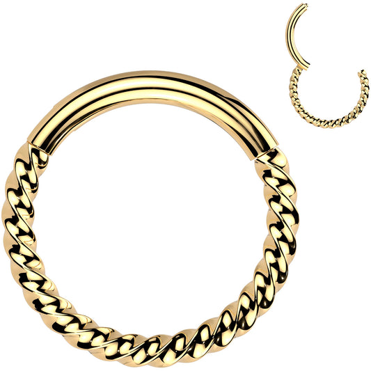 16G 5/16 Gold Tone Braided Style Precision Hinged Segment Ring
