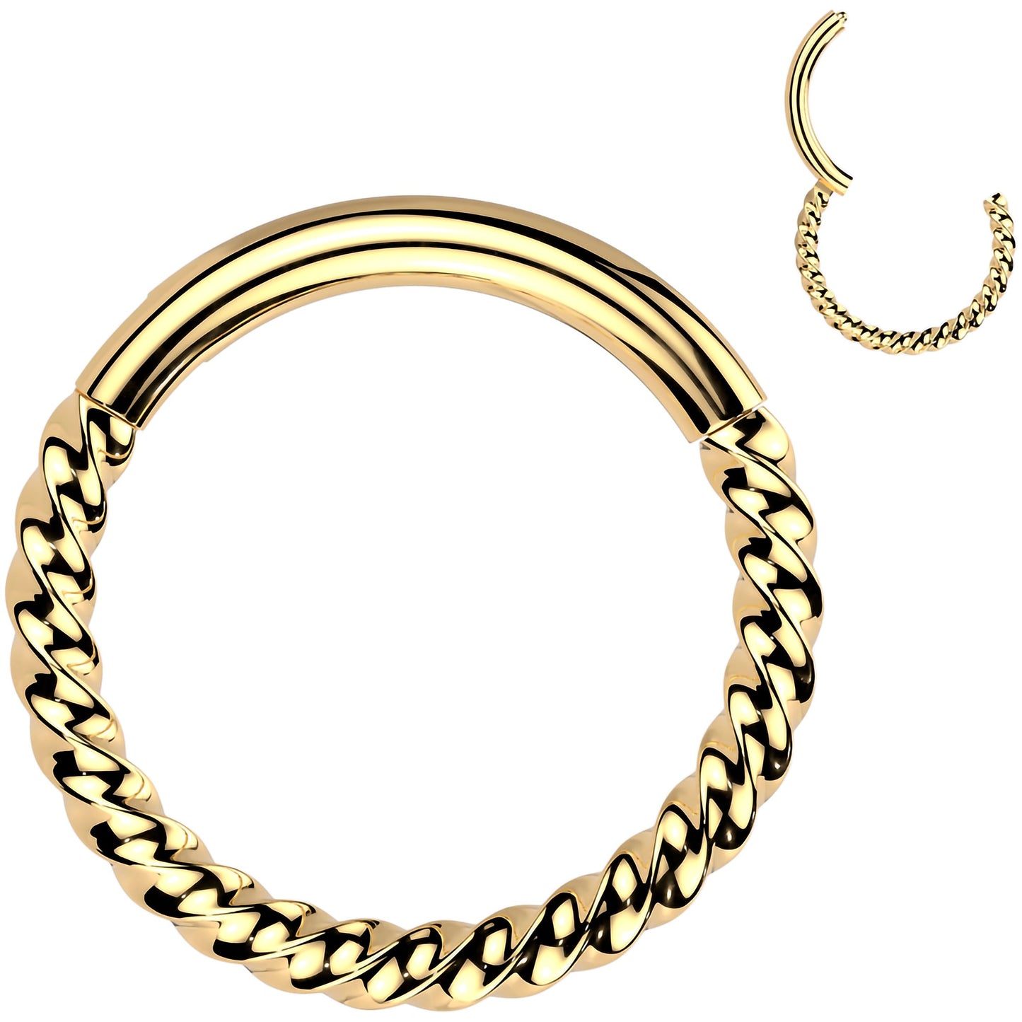 16G 3/8 Gold Tone Braided Style Precision Hinged Segment Ring