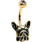 Clear CZ Gem Gold Tone Anodized French Bulldog Belly Ring