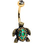 Clear CZ Gem Gold Tone Anodized Sea Turtle Style Belly Ring