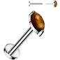 16G 5/16 Natural Tigers Eye Oval Medical Grade Titanium Flat Back Earring