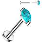 16G 5/16 Natural Turquoise Oval Medical Grade Titanium Flat Back Earring