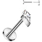 18G 5/16 Clear CZ Gem Spear Medical Grade Titanium Flat Back Earring