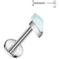 18G 5/16 White Synthetic Opal Spear Medical Grade Titanium Flat Back Earring