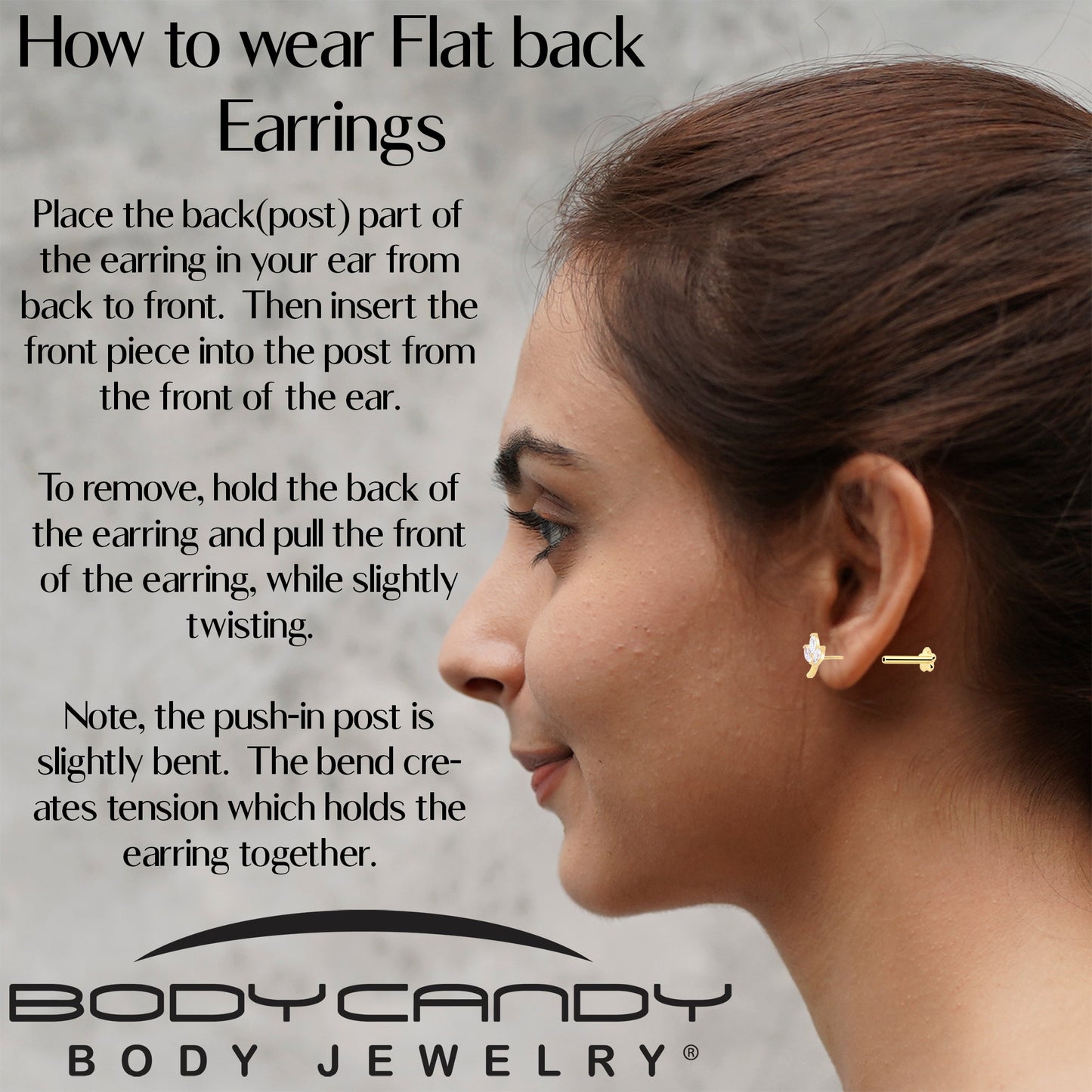 16G 5/16 CZ Gem Leaves Gold PVD Medical Grade Titanium Reversible Flat Back Earring