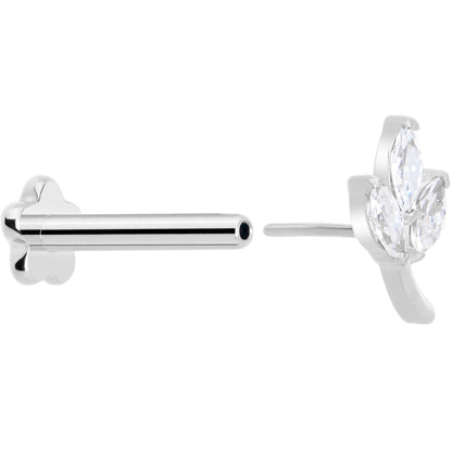 16G 5/16 CZ Gem Leaves Medical Grade Titanium Reversible Flat Back Earring