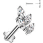 16G 5/16 Clear CZ Gem Vine Medical Grade Titanium Reversible Flat Back Earring